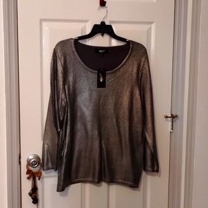Metallic Silver Long Sleeved Top